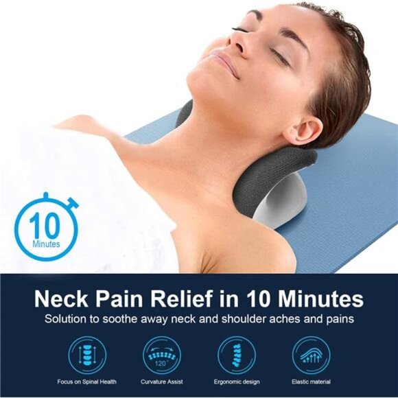 Heated Neck Stretcher w/ Magnetic Therapy Pillowcase, Neck and Shoulder Relaxer - Picture 2 of 7